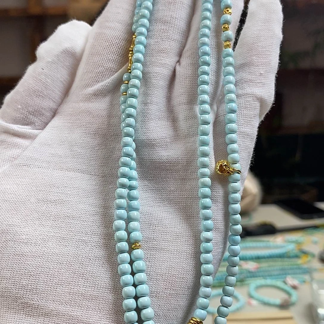 绿松石A9毛衣链卡4+银S925镀金镶嵌