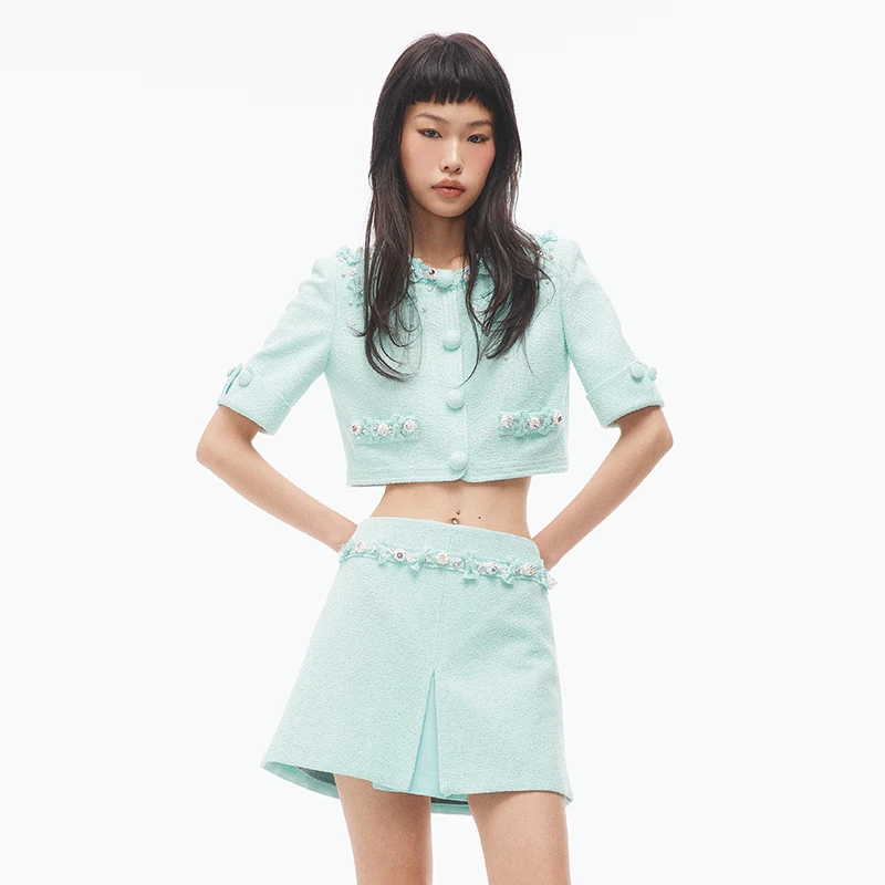 lefame拉飞姆2025夏新款时尚蝴蝶结装饰甜美减龄气质百搭钉珠外套