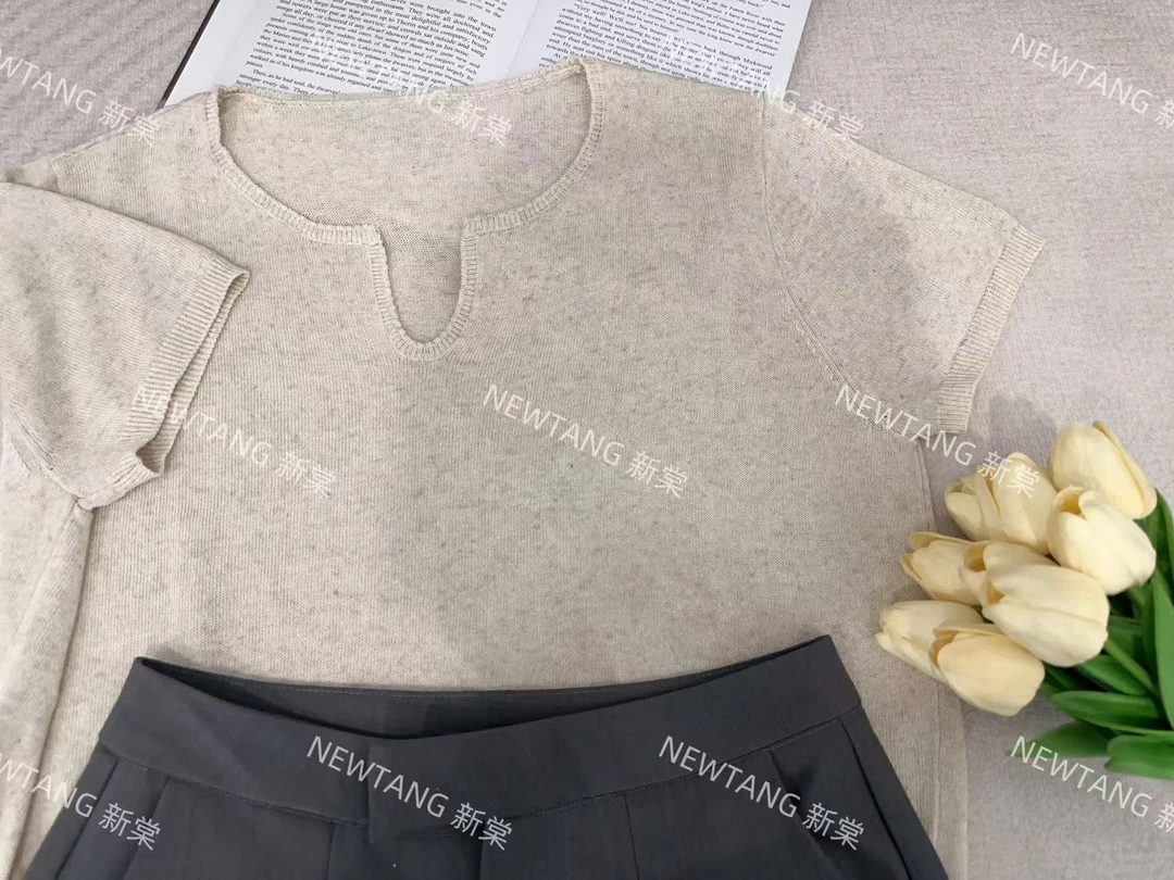 【极简圆v领】190 苎麻气质圆v领极简风短袖