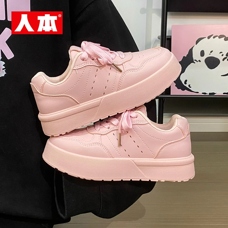 人本休闲百搭矮子乐厚底鞋德训女鞋学生增高防滑新版春季潮流板鞋