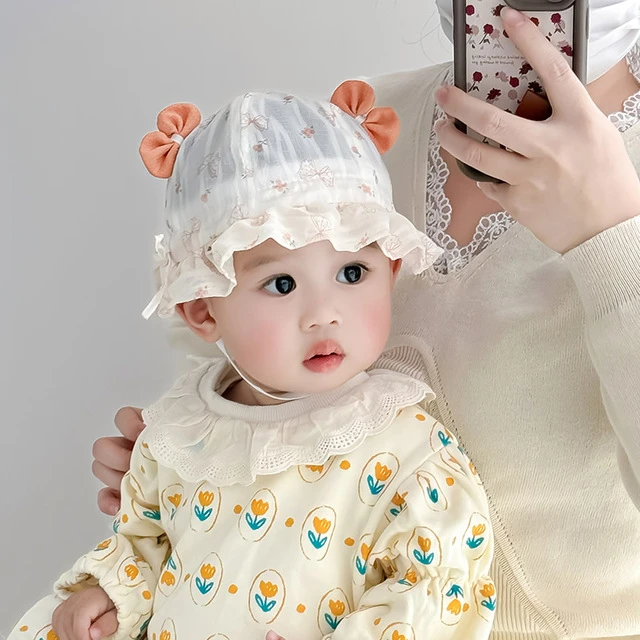 婴儿帽子春夏季薄款公主洋气女宝宝防晒渔夫帽春天女童幼儿遮阳帽