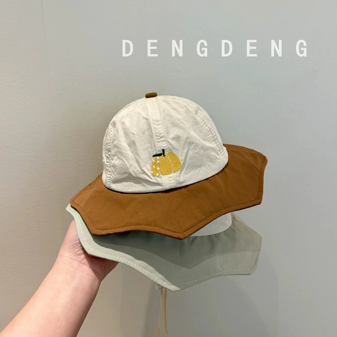 宝宝帽子春秋薄款可爱超萌大檐渔夫帽男女童小月龄遮阳防晒盆帽夏