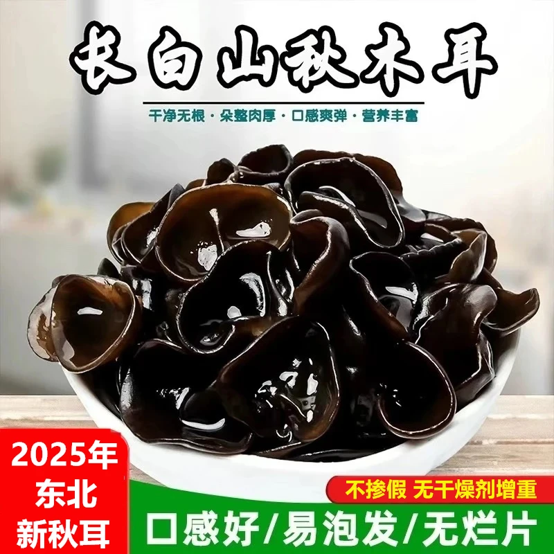 【牛二条】东北特产2025秋木耳干货秋木耳肉厚无根新货晾晒干净