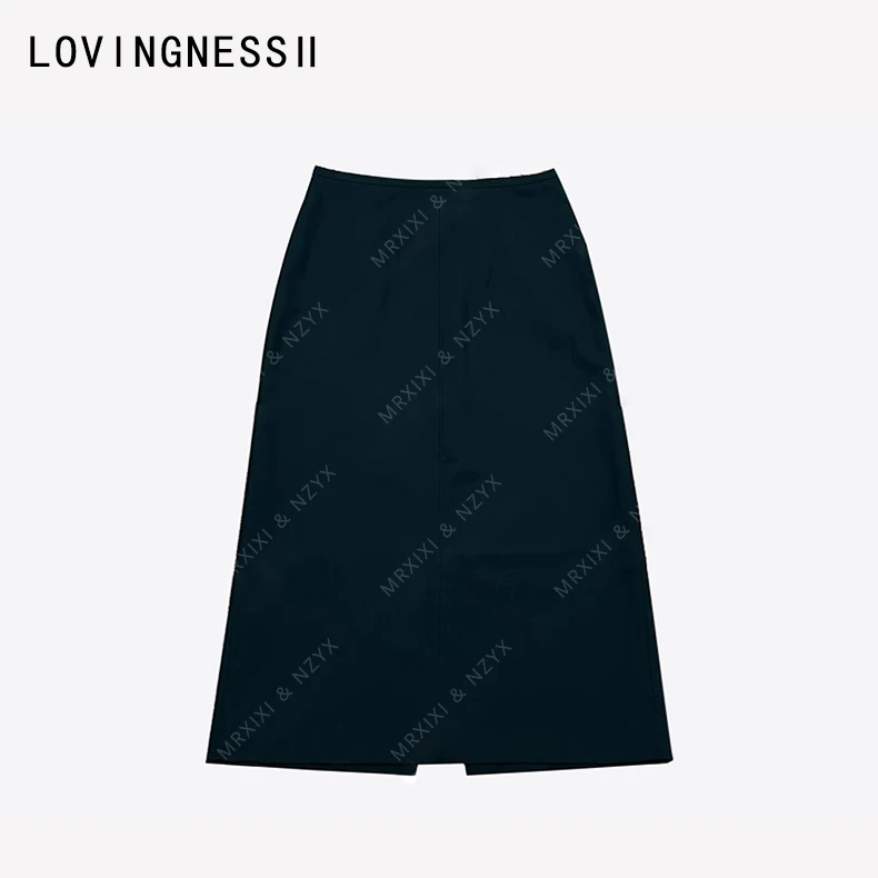 2025夏季新款小众设计简约后开叉修身显瘦通勤百搭铅笔裙长裙女