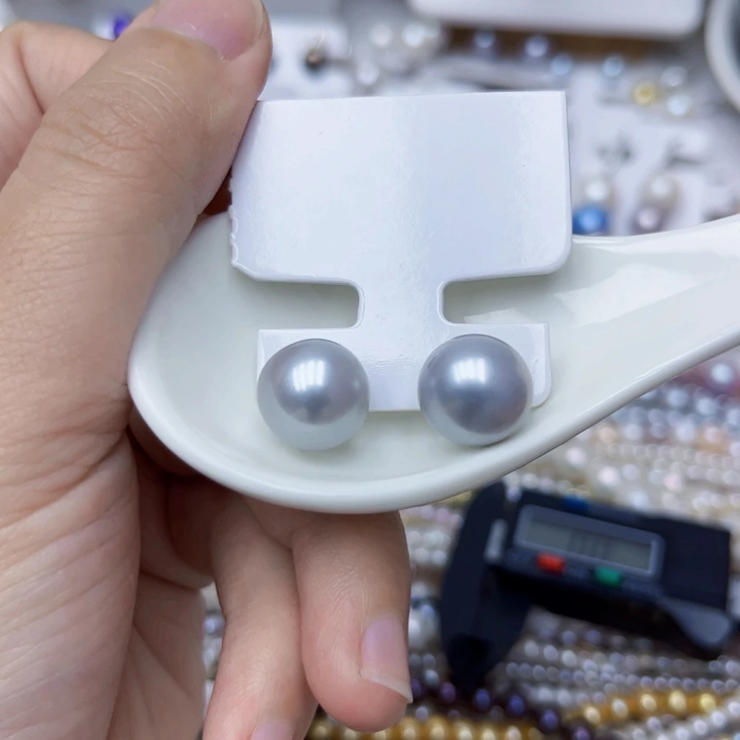 银S925镶嵌淡水珍珠耳饰