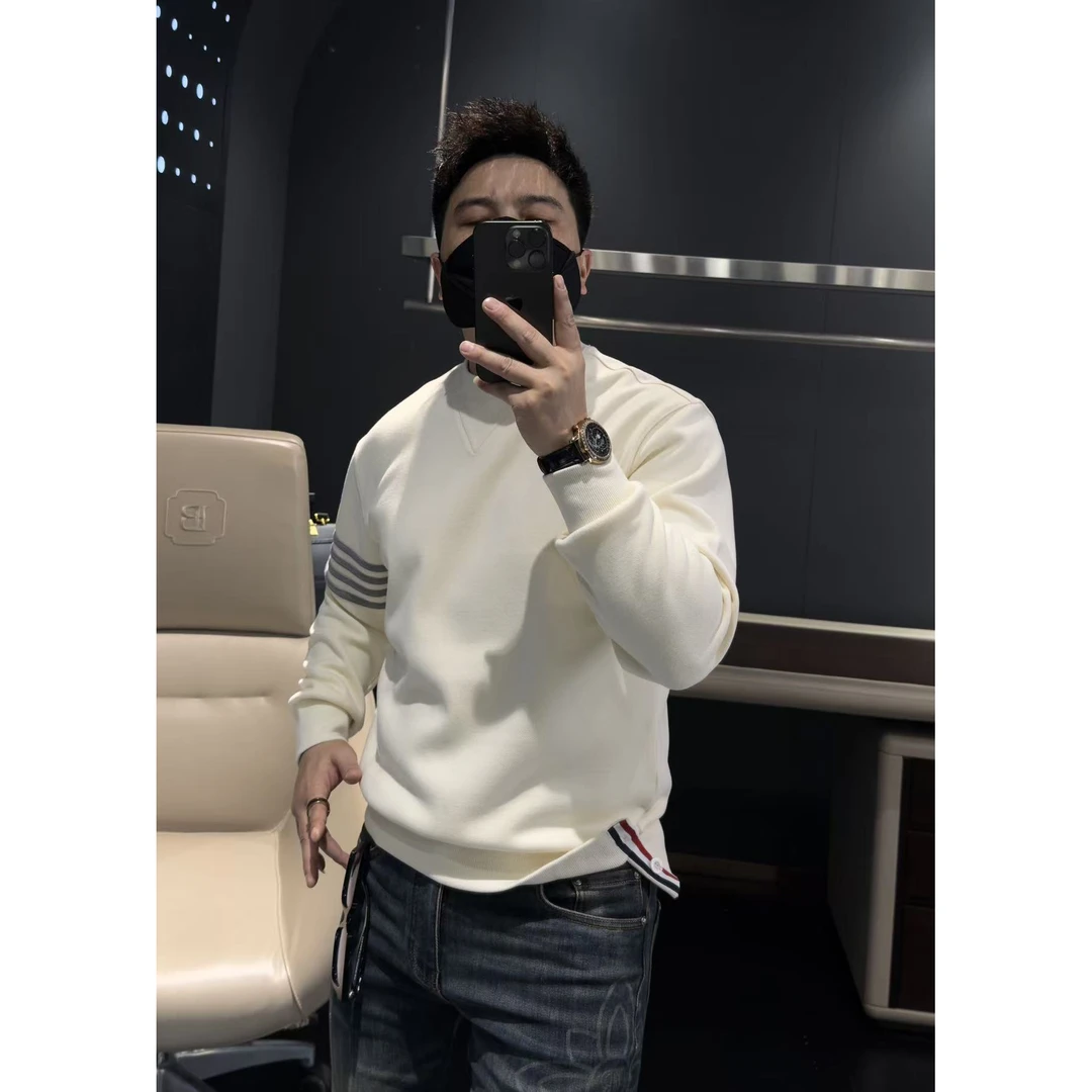 【马哥严选】秋季新款华夫格高档圆领卫衣男百搭宽松休闲运动上衣