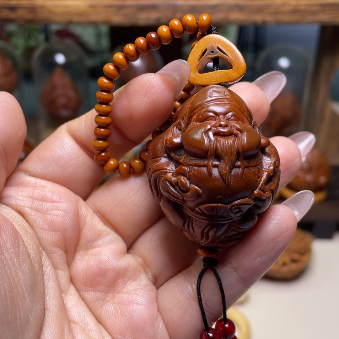 佛螺菩提吊坠玉华财神富贵脸链子一套