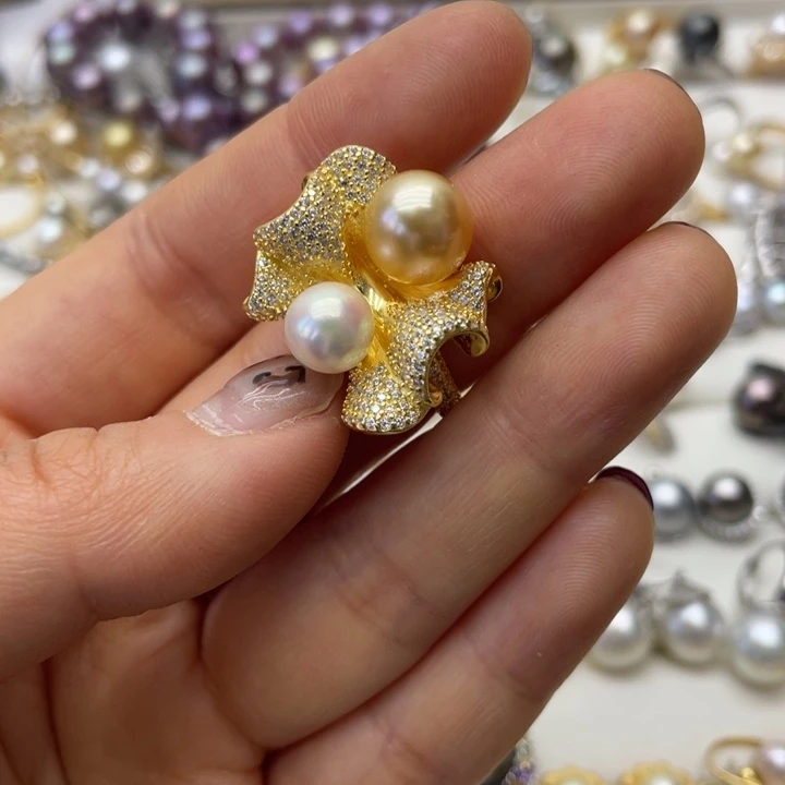 海水珍珠戒指银S925镶嵌