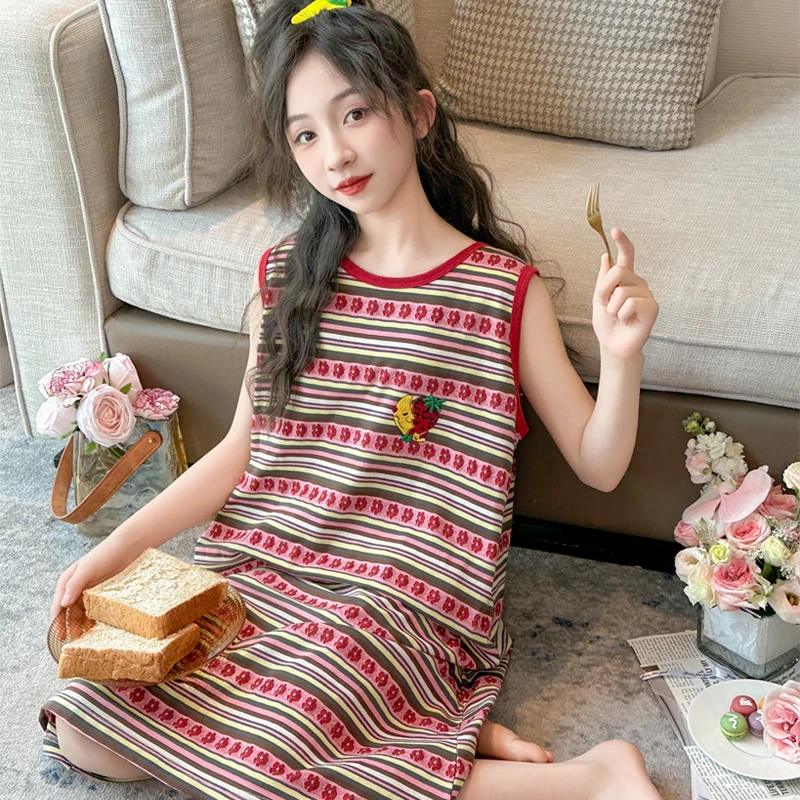 棉女童睡裙凉感棉夏季复古港风可外穿家居裙258069