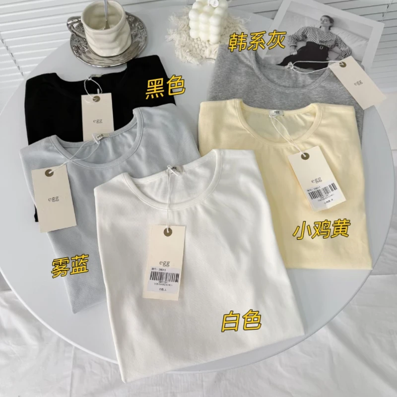 【嘻嘻家】韩系时尚休闲百搭洋气简约纯色蛋家圆领衫28011