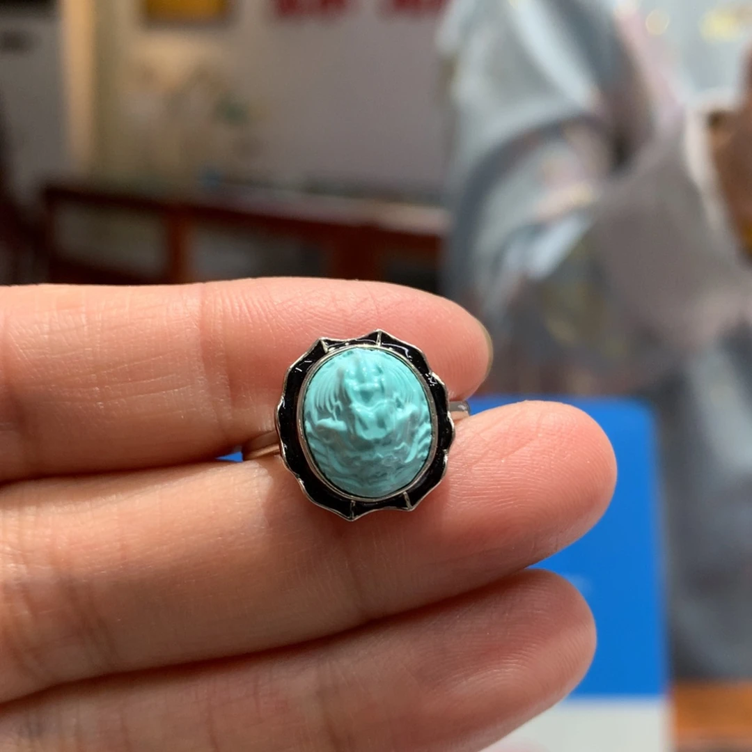 绿松石戒指银S925镶嵌