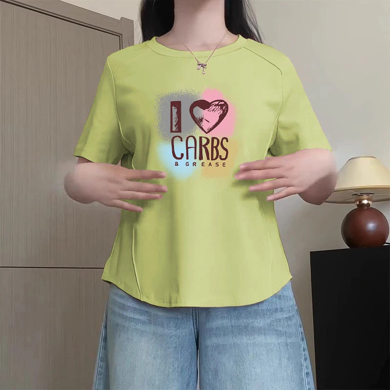 不规则下摆夏季薄款2025新款T恤鱼骨圆领打底衫纯棉半袖女士上衣