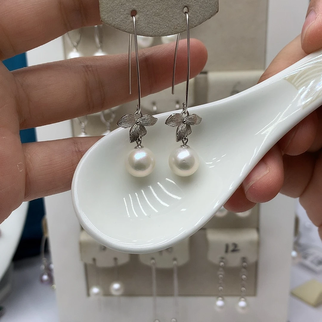 银S925镶嵌耳饰淡水珍珠
