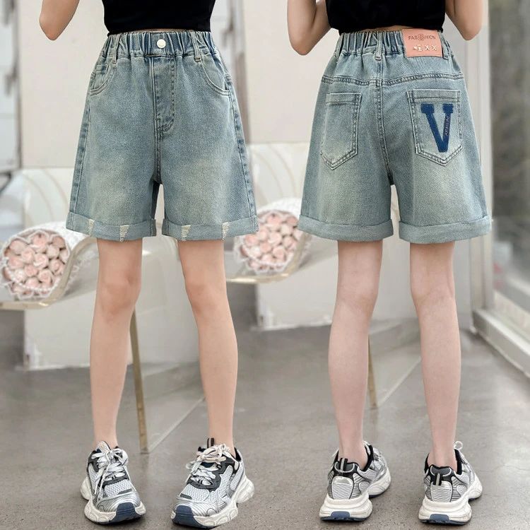 裤子休闲夏季字母绣花女童中大童