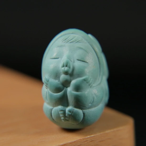 原矿绿松石雾霾蓝嘟嘟嘴 尺寸14×22×18.5mm，重7.78g