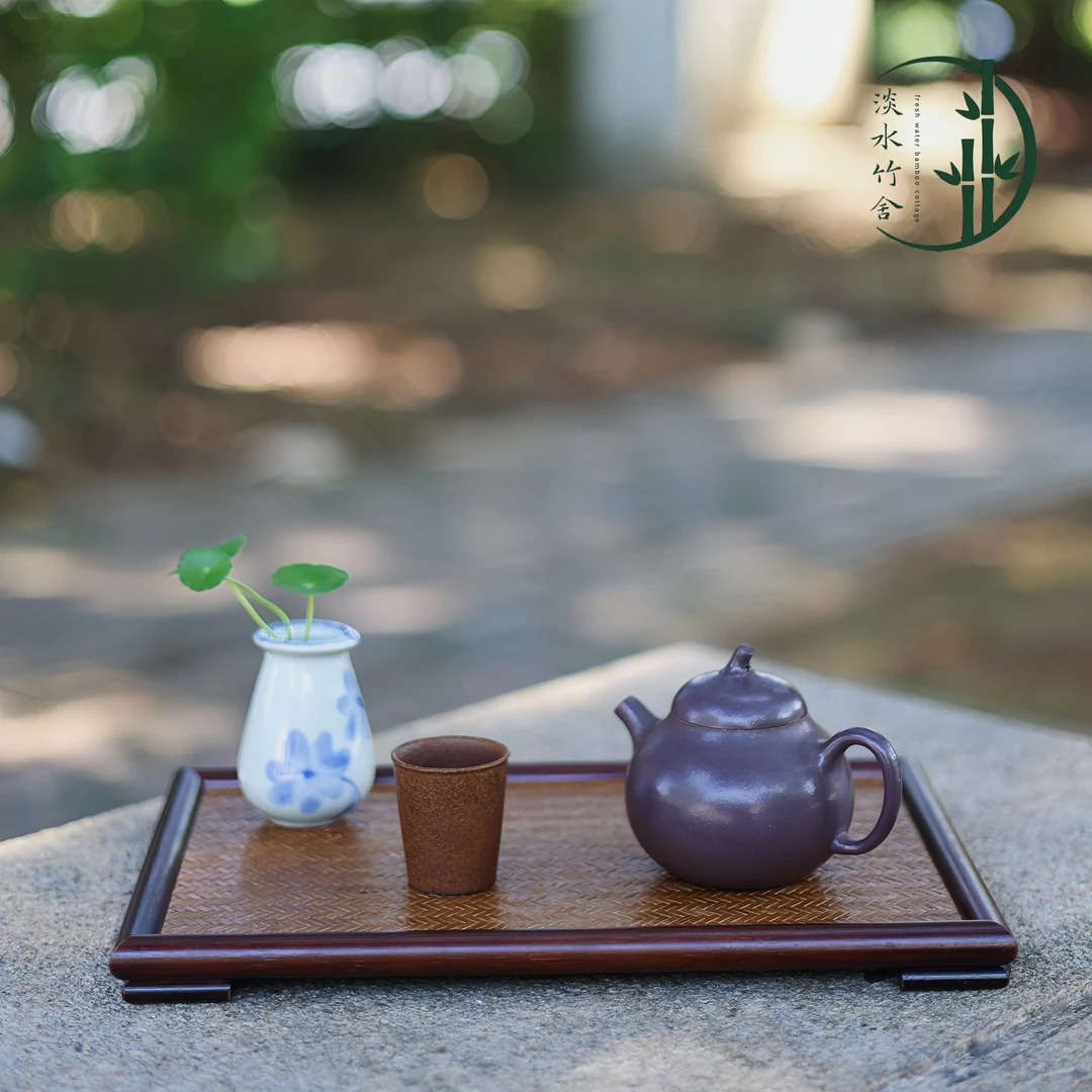 「半夏」茶盘高山楠竹杯壶收纳盘干泡台竹编中式围炉煮茶茶台简约