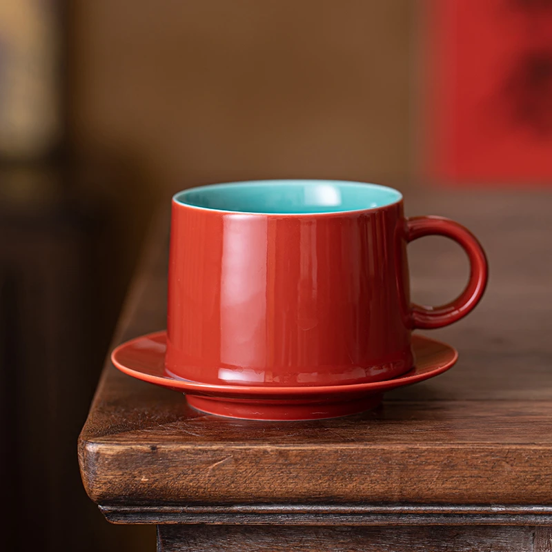 百垚故宫红松石绿茶语办公杯高档轻奢喝茶杯马克杯功夫茶具泡茶杯