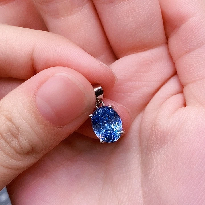 海蓝宝石吊坠(赠链)银S925镶嵌