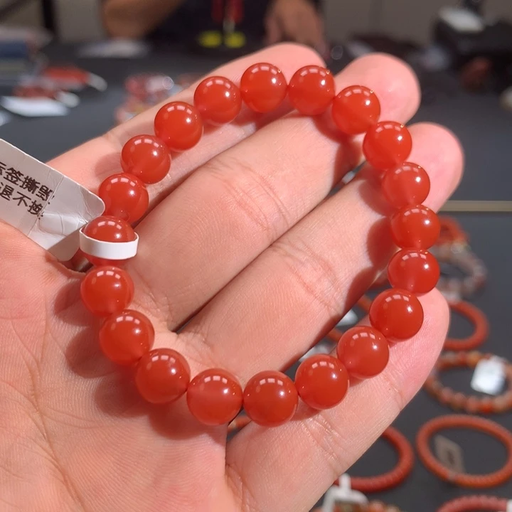 南红玛瑙未镶嵌单圈9mm➕大黑洞深水红