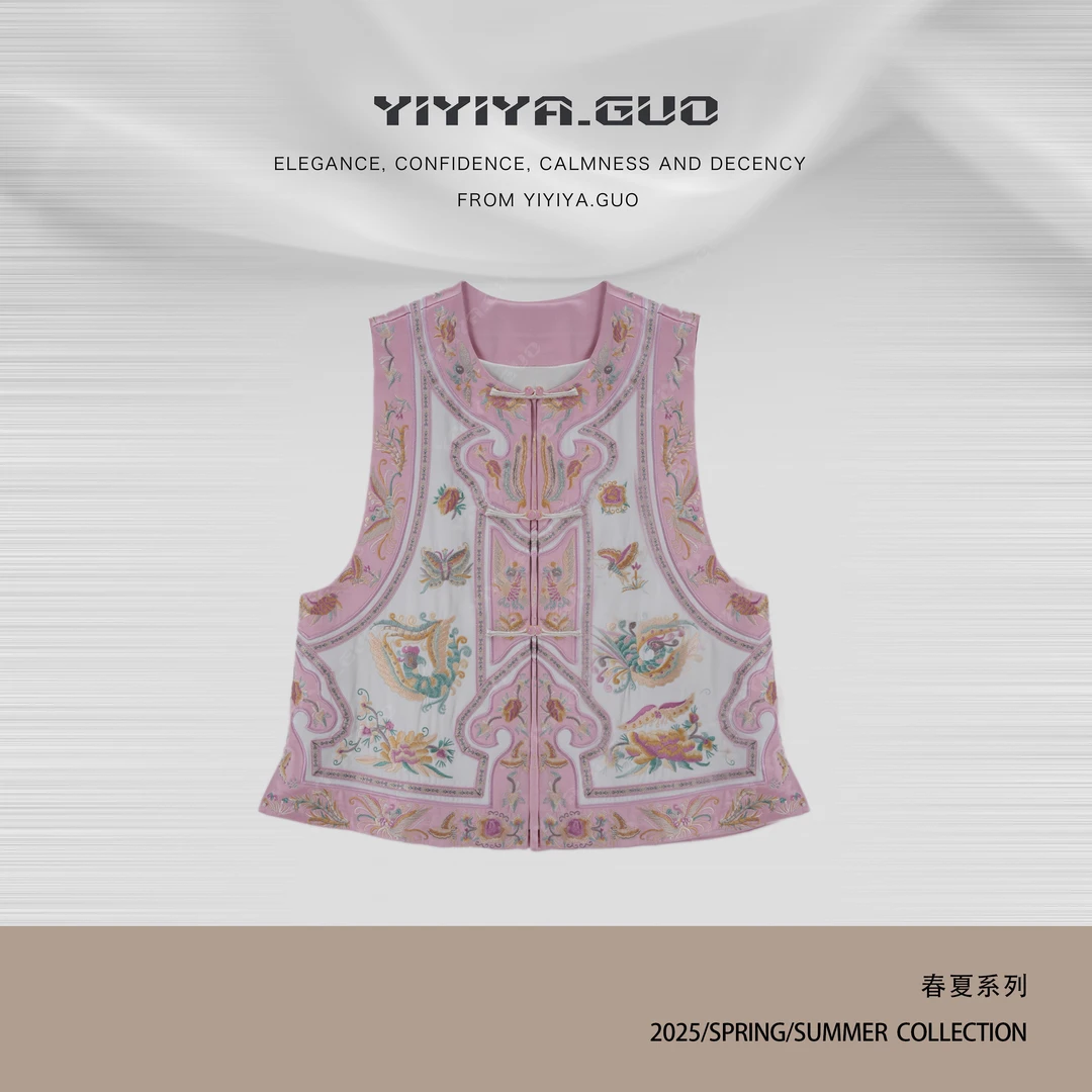 yiyiya.Guo艺艺吖【瑞凤报喜】新中式中国风刺绣圆领马甲25SS0165