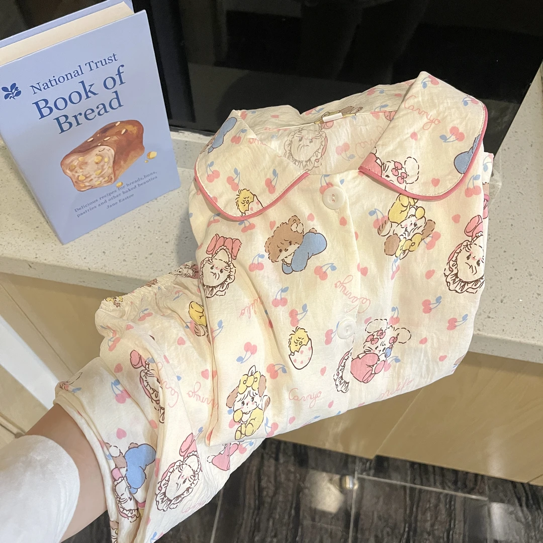 春秋季女童睡衣舒适棉儿童长袖长裤可爱卡通韩版可外穿家居服套装