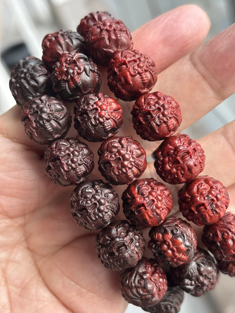 印度小叶紫檀1.5 满貔貅15颗 原汁原味 干磨 新开料