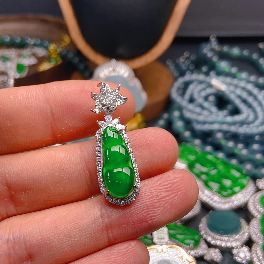 翡翠吊坠(不含链)银S925镶嵌490吊坠