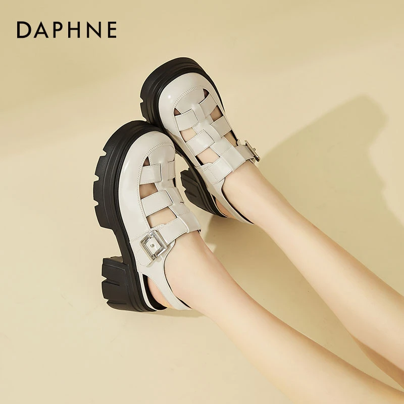 达芙妮厚底包头凉鞋女2025新款夏季外穿百搭罗马鞋软底增高猪笼鞋