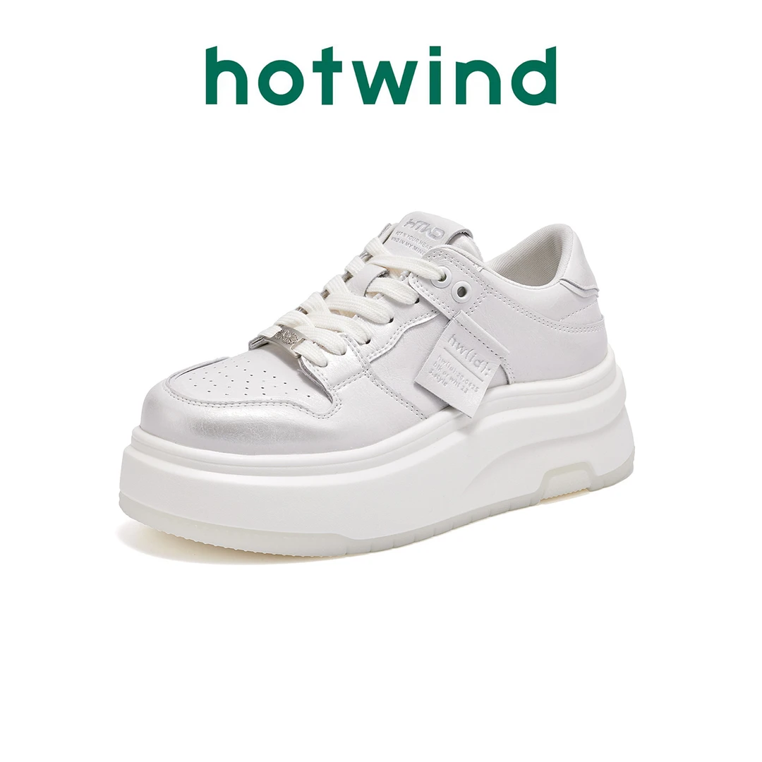 Hotwind/热风春季新款厚底小白鞋2025年擦色增高都市假日板鞋