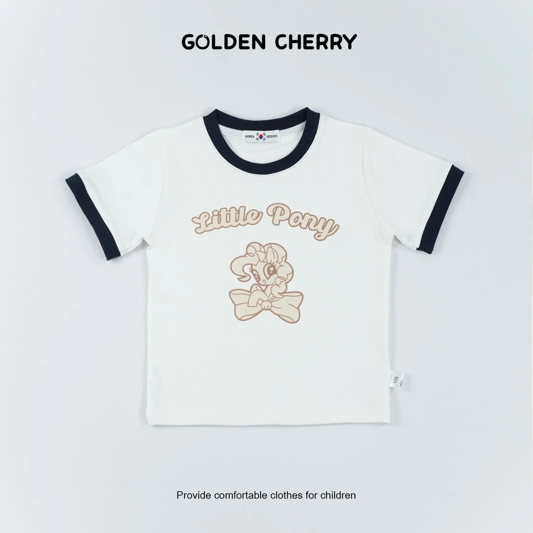 【金樱桃Golden cherry】小童白色拼接小马宝宝莉莉洋气T恤QDD873