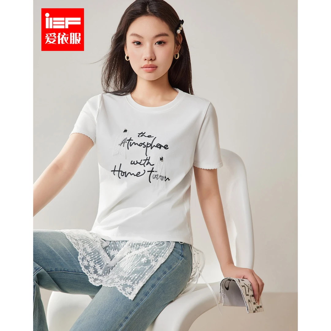 IEF/爱依服大码女装2025夏季新款微胖美式时尚休闲通勤百搭T恤