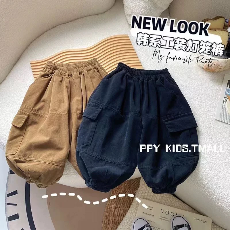 3907 时尚潮流百搭休闲洋气时髦夏季男女童棉布工装灯笼裤
