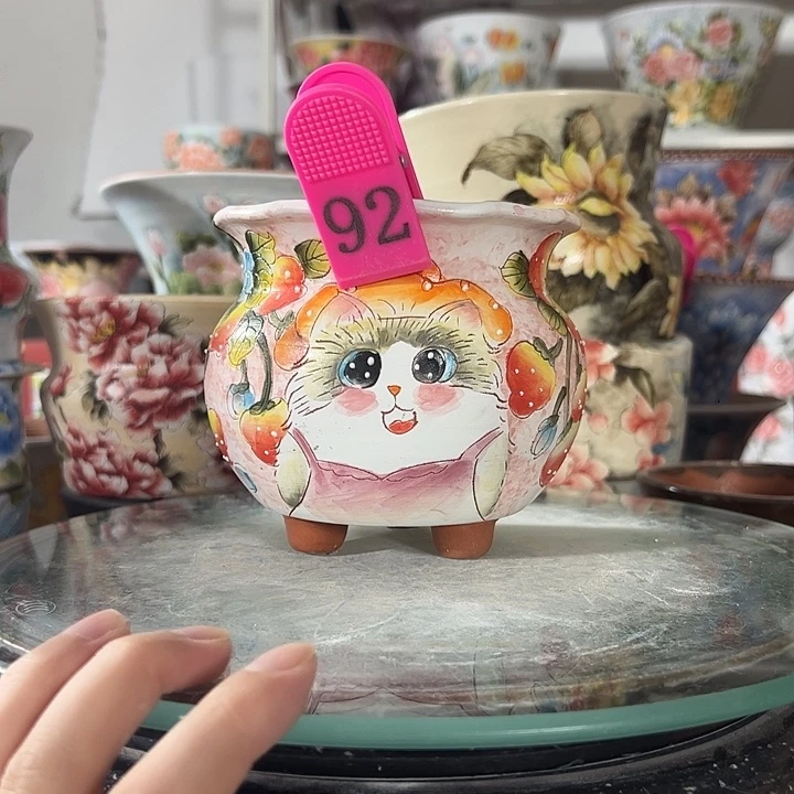景德镇幸运花盆手绘韩式花盆