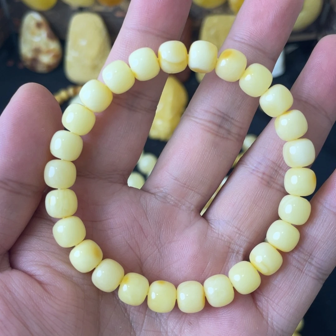 琥珀未镶嵌手串8+俄料浓蜡精工老型手串