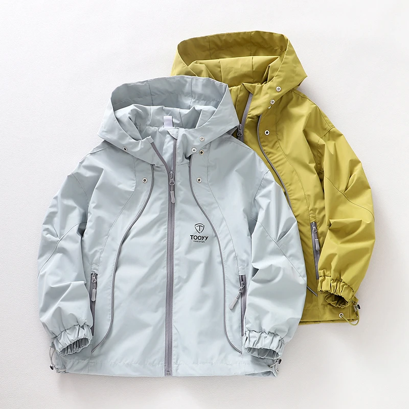 男童春秋新款冲锋衣百搭外套儿童纯色拉链衫中大童潮款防风外套1