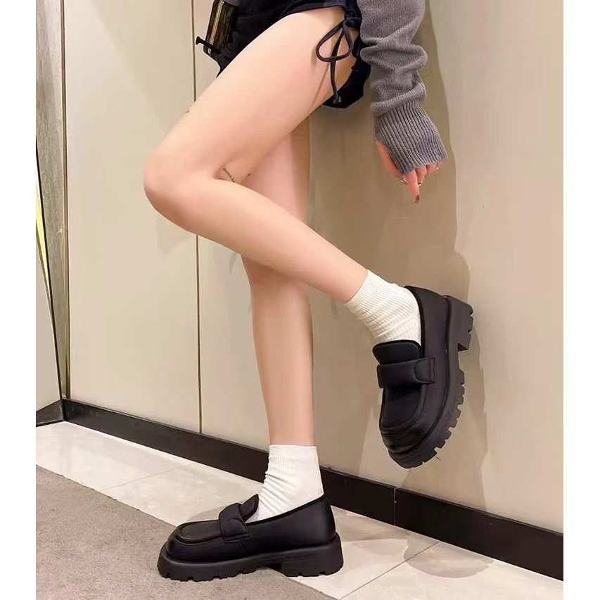厚底乐福鞋鞋女冬季2024新款厚底松糕加绒小皮鞋G1-2988