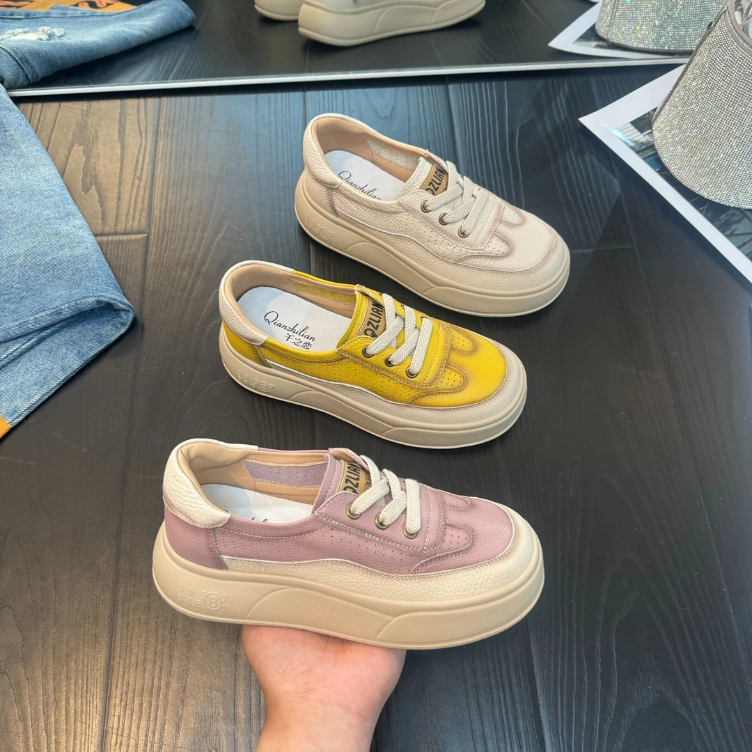 千之恋现货欧若风增高4CM2025春夏透气镂空真皮百搭单鞋女鞋8603