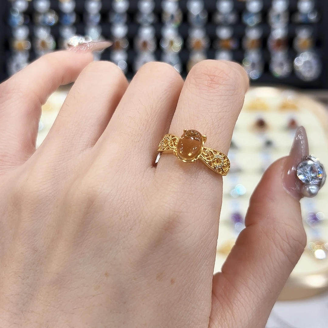 水晶金色拖不保色介意慎拍银托不掉色银S925镶嵌X*t