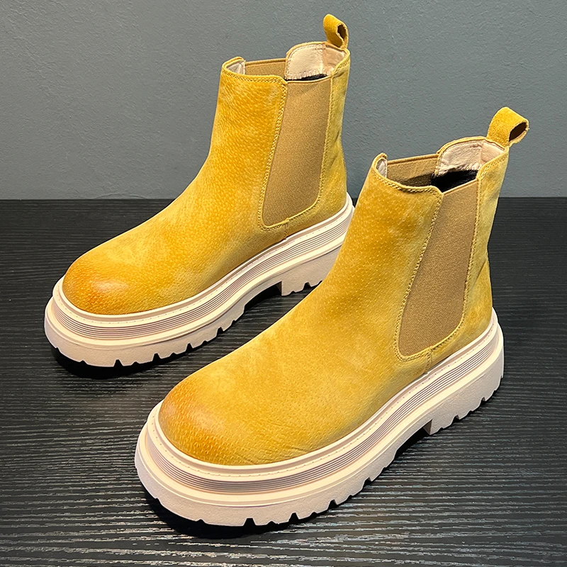 2025秋冬季潮流工装一脚蹬工装切尔西情侣款男士切尔西男靴