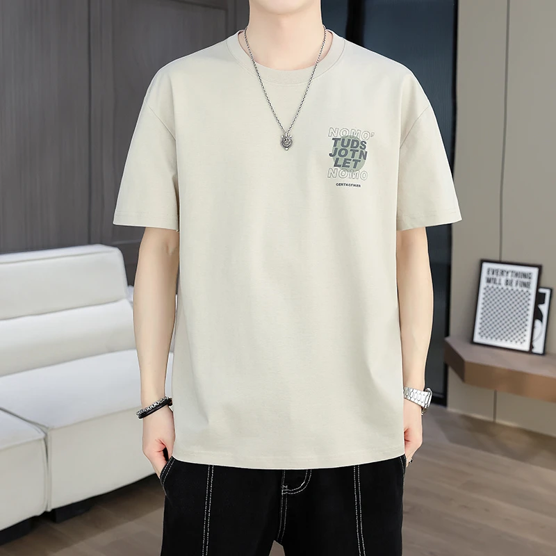 男士高品质棉t恤百搭春夏季薄款短袖宽松潮流ins上衣服休闲打底衫