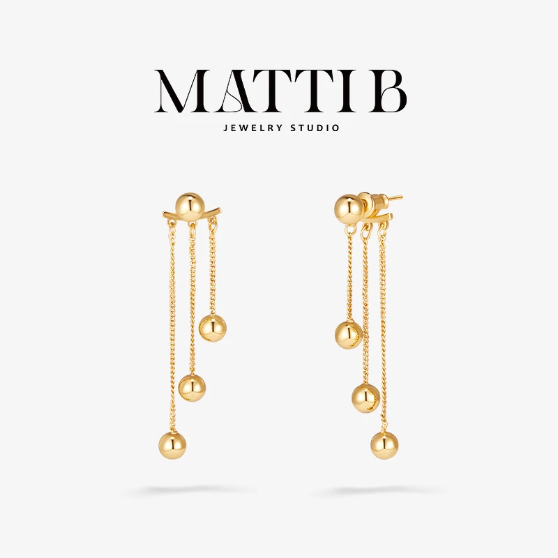 铜合金耳饰 小圆球超灵动气质小众高级感爆款流苏耳坠女耳钉2054