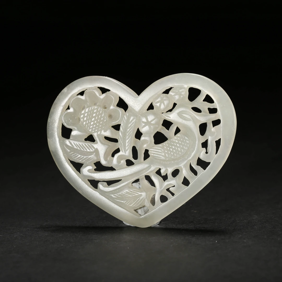 民国*心形花鸟纹佩/WBGS51005291/和田玉【北京文博】