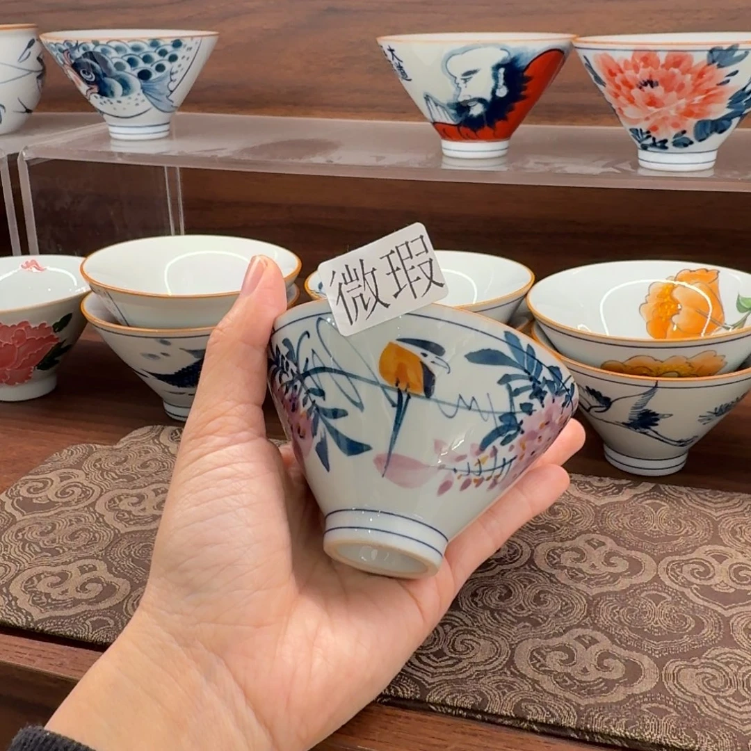 釉下手绘茶具微瑕