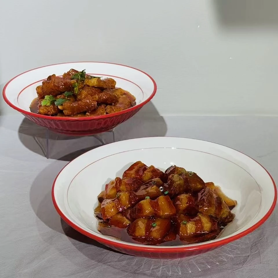 陶瓷正品红白内外釉江西小炒盘土菜湘菜私房菜新款创意特色餐具