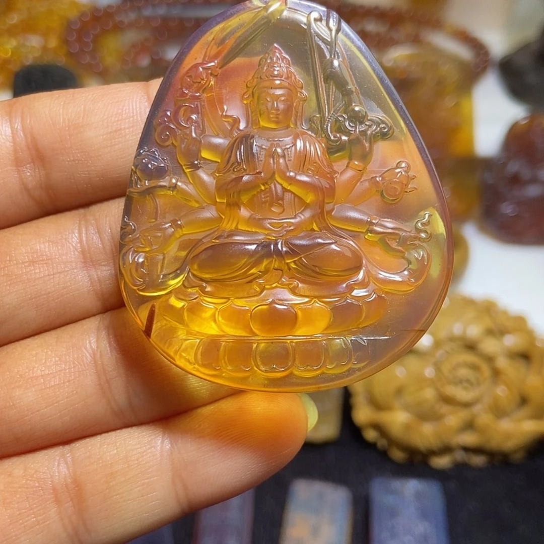 琥珀未镶嵌颈饰缅甸天然琥珀吊坠