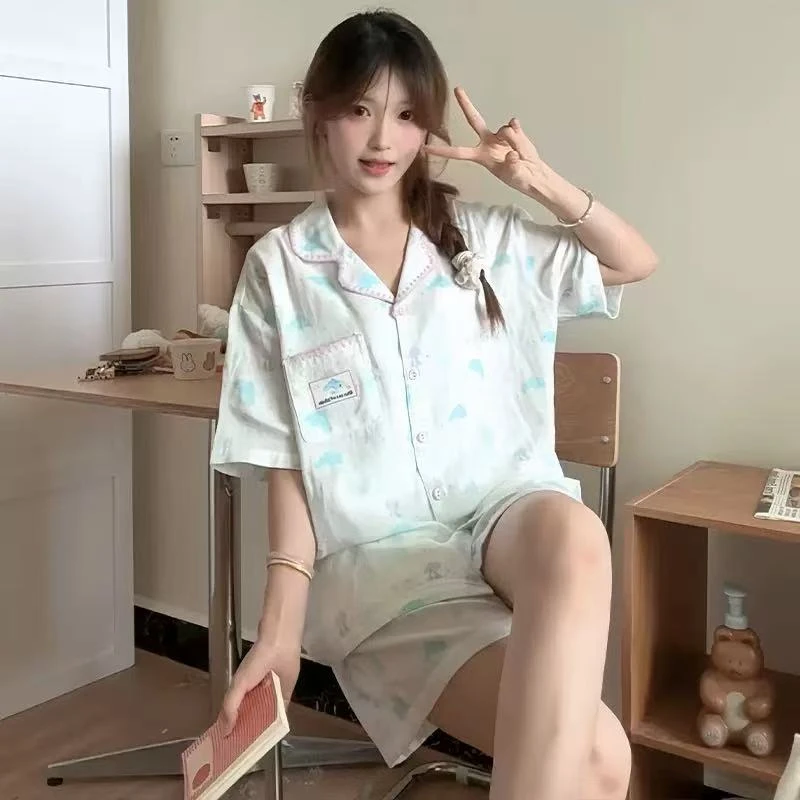 【彩色水母星星套装】新潮牌可外穿纯棉棉纱居家服套装