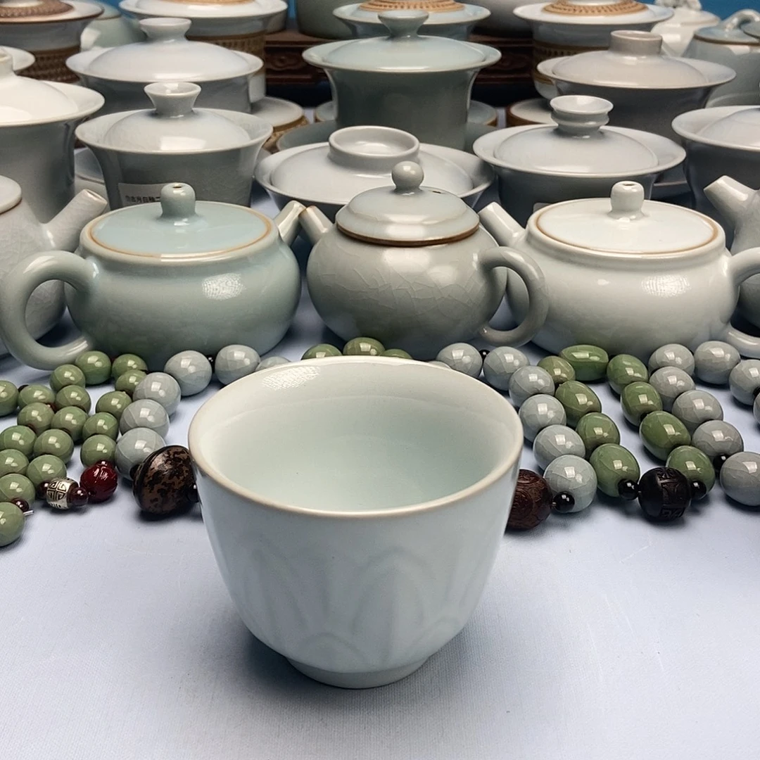 杯月白釉莲花玉兰杯原矿瑕釉原产地