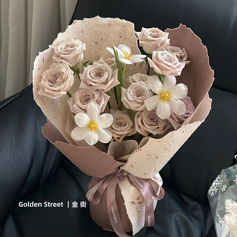 【微花宝】手撕花瓣东巴纸彩色花草纸手工花束花艺包装纸耐撕手揉纸