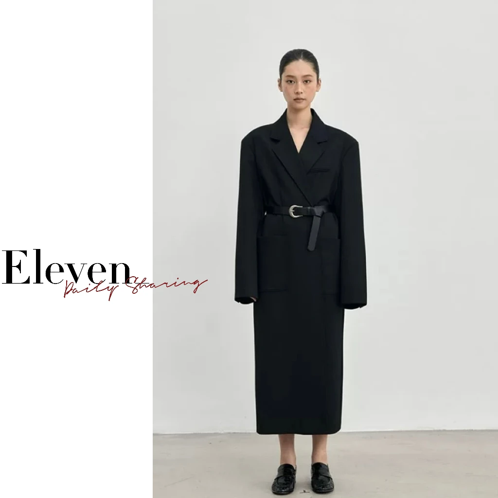 Eleven_ 长款西装外套宽松时尚气质百搭大衣