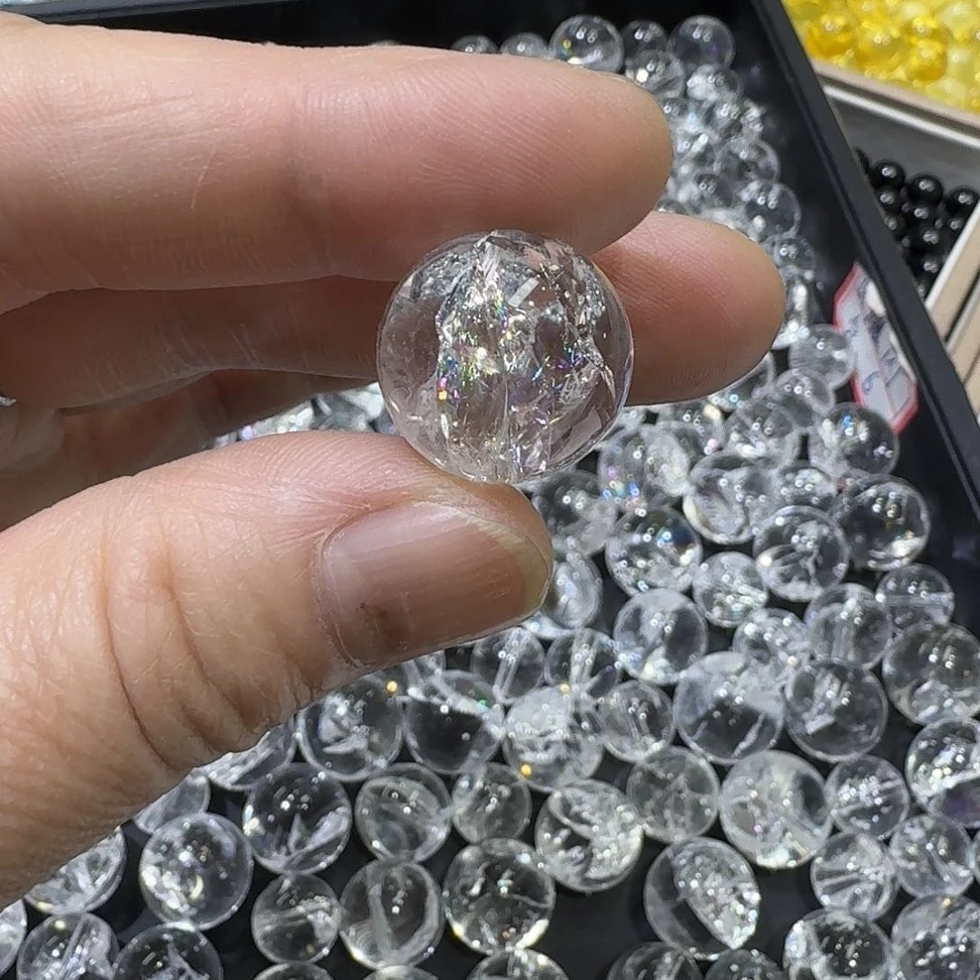 水晶珠宝半成品未镶嵌天然白爆闪单珠